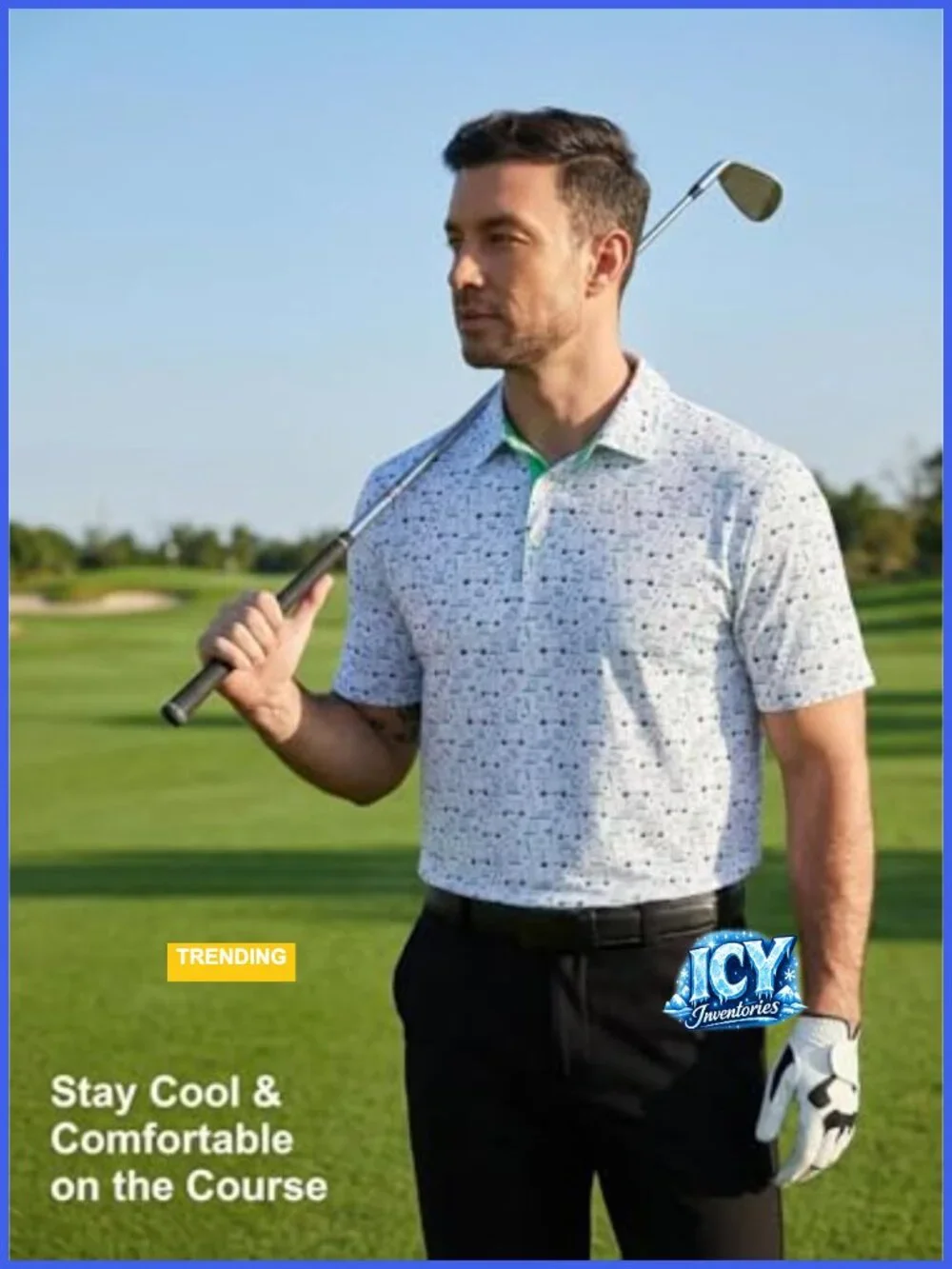 Men's Golf Polo Shirt Quick Dry Moisture Wicking Mesh Performance Short Sleeve